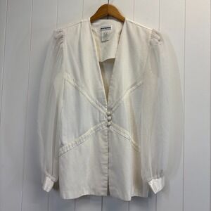 Vintage Perceptions Women 80s 90s Boho Chic Blazer Top Size 12 Old Money Neutral